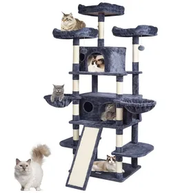 Comparer les prix de Aire de Jeux Intérieure pour Chats-VEVOR-avec Deux Condos Poteaux en Sisal Hamacs Plates-formes Dobservation-Gris Foncé