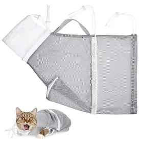 Comparer les prix de Sac de filet de douche pour chat sac de bain sac de retenue multifonctionnel empêcher les morsures de se gratter pour le bain Label
