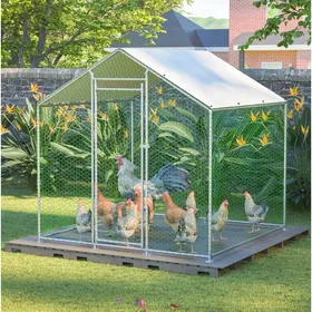 Comparer les prix de WOVREO Enclos pour poules 2 x 2 x 2 m en métal galvanisé avec bâche PE imperméable et verrou de sécurité