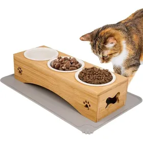 Meilleurs prix pour Lot de 3 gamelles surélevées pour chat avec support de gamelle en silicone gamelle en céramique gamelle pour chiens et chats