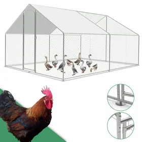 Meilleurs prix pour Clanmacy Enclos Poulailler - Grand Enclos Poule Oie Métal Bâche Imperméable Toit Pointe 3x4x2m pour la volaille POULAILLER