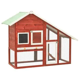 Meilleurs prix pour Rouge Clapier/Enclos/Cage Conception ventilée Rouge et blanc 140x63x120 cm Bois de sapin massif A526