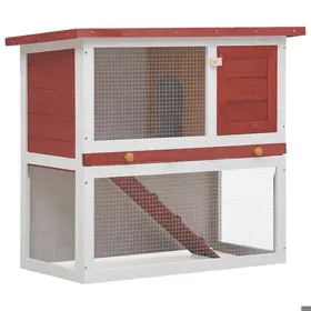 Meilleurs prix pour Clapier dextérieur - Maison Exclusive - 1 porte - Rouge et blanc - Bois sapin massif