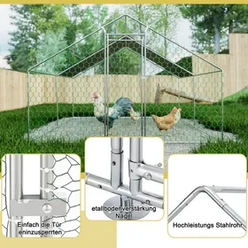 Meilleurs prix pour Enclos Poulailler 3x4x2m avec serrure de sécurité et toile PE imperméable enclos métallique pour poules lapins et autres petits