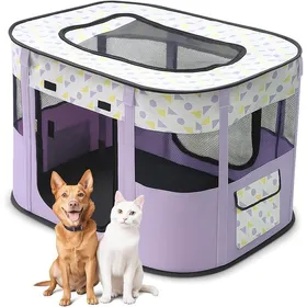 Comparer les prix de Parc Chien Pliable XXL – Tente Respirante Points Violets – Enclos Portable pour Chat Lapin – Sac de Transport Fourni – CLAPIER