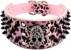 Meilleurs prix pour Collier en cuir Pu avec larges pointes et clous pour chiens de taille moyenne à grande, conçu pour les bouledogues/boxeurs/matiffs