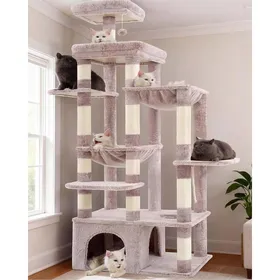 Comparer les prix de Arbre à chat - JOZSI - 180 cm de haut - Base 70x50 cm - Plateforme XL - Grande maison pour chat - 2 hamacs