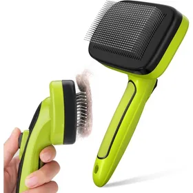 Comparer les prix de Brosse autonettoyante pour chien et chat - acier inoxydable démêle poils longs/courts réduit la chute de poils jusquà 95%