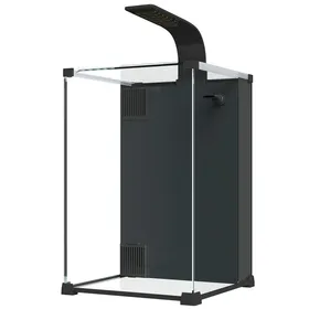 Comparer les prix de LIA Aquarium en Verre Trempé Nano Aquarium avec Filtre Intégré Pompe 5W et Éclairage LED 30x30x45cm Noir
