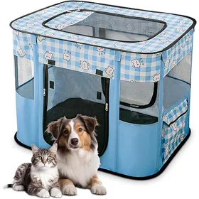 Meilleurs prix pour ALLSOPETS Parc pour Chien Pliable Enclos Portable pour Chiot Chat Lapin Tente Respirante XL Ours Bleus CLAPIER
