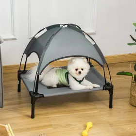 Meilleurs prix pour MOTHINESSTO5345-Lit chien sureleve avec parasol lit de camp chien chat sur pieds tissu Oxford respirant anti-UV cadre en métal sac