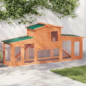 Comparer les prix de Brun Clapier large pour petits animaux avec toits Bois   - Abri pour petits animaux H15520