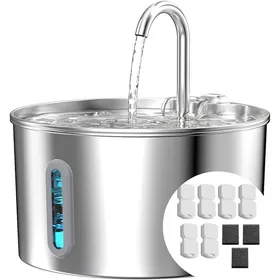 Meilleurs prix pour Fontaine a Chat Acier Inoxydable 22L Fenêtre 6 Filtres 3 Éponges Silencieuse Fontaine a Chat 6 Filtres +3 Éponges