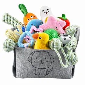 Comparer les prix de Ensemble de 24 jouets pour chiots avec boîte de rangement - Jouets de dentition pour petits chiens pour jouer et sentraîner