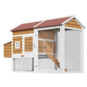 Meilleurs prix pour Poulailler en bois de sapin pour 6 à 7 poules pondoir 2 perchoirs - BEAUNIV - enclos grillagé 185 × 91 × 115 cm
