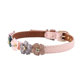 Meilleurs prix pour OMABETA Collier de chat pour animaux de compagnie Fleur avec diamant pour animaux de compagnie Col de sport pour Rose 1,3 * 42cm