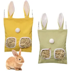 Meilleurs prix pour Sac à foin pour lapins distributeur de foin 3/2 automatique suspendu avec 2 fenêtres pour petits animaux lapins chinchi