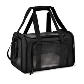 Comparer les prix de Sac Transport Chat Chien Caisse de Transport Chat Respirant et Pliable Cage Transport Chat avec Matelas en Peluche Amovible-Noir