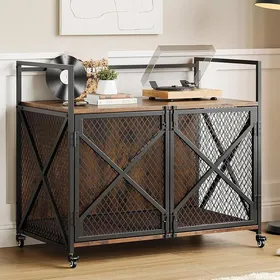 Comparer les prix de Cage Pour Chien Robuste Et Portable Avec Roues Verrouillables 2 Porte, Table D'appoint Pour Petits, Moyens Et Grands Chiens
