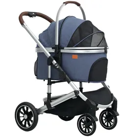 Meilleurs prix pour Chariot 3-en-1 pour chien et chat - Merax - Bleu - Pliable - Jusquà 10 kg