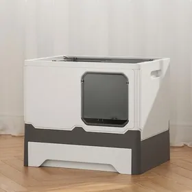 Comparer les prix de JEOBEST Bac à Litière pour Chat en PP - Pelle gratuite - Maison pour chat XXL de Grande Capacité - 45×35×38cm - Gris + Blanc