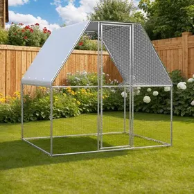Meilleurs prix pour Automne/hiverPoulailler argenté et gris 2x2x2 m acier galvanisé - HAuteur:20cm - Grande Taille &FR_382662