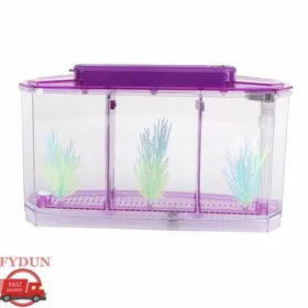 Comparer les prix de FYDUN Mini aquarium Aquarium Fish Tank LED Acrylique Trois Divisions Boîte disolation délevage pour Petits animalerie Violet