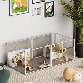 Meilleurs prix pour Enclos Lapin Intérieur Modulable: Parc Cochon dInde en Métal avec Fond Cloture pour Petits Animaux Hamster Rongeur en 124x63x40cm