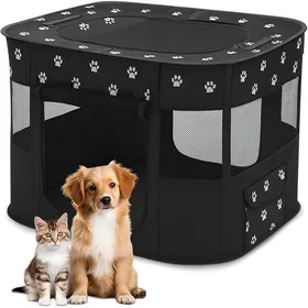 Meilleurs prix pour ALLSOPETS Parc pour Chien Pliable Enclos Portable pour Chiot Chat Lapin Tente Respirante XL Patte Noire CLAPIER