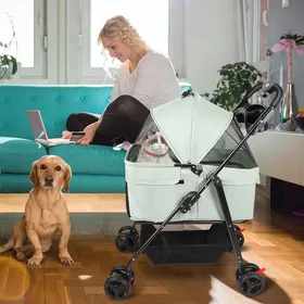 Comparer les prix de JEOBEST Poussette Chat Support Amovible Panier Rangement Coussin pour Chiens Petite/Moyenne Taille Capacité de charge 20kg