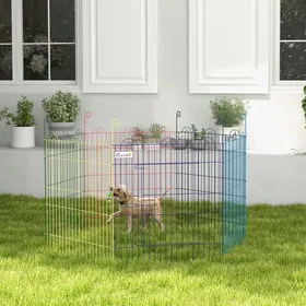Comparer les prix de Enclos pliant en métal pour chiens lapins rongeurs petits animaux intérieur et extérieur 6 panneaux avec porte