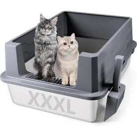Comparer les prix de 1 Bac à litièreAcier inoxydableXXXL 70x50x30cmBord haut anti-fuitePelle incluseGrands chats .