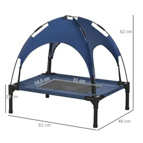Meilleurs prix pour Lit pour Chien surélevé 61 × 46 × 62 cm avec Baldaquin UV et Tissu Respirant - TCQPZ - Métal Bleu Foncé