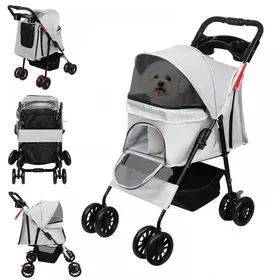Comparer les prix de Poussette 2 en 1 pour animaux XJING-Légère et pliable-Spacieuse-Grise-Respirante et confortable-Convient aux chats et aux chiens