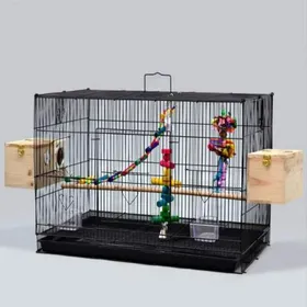 Meilleurs prix pour 75.5*45*45cm Cage d'élevage d'oiseaux en métal (Noir)-Produits pour animaux de compagnie-QUIIENCLEE-CAGE OISEAU