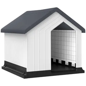 Meilleurs prix pour Niche Pour Chien Toit Asphalte + Fenêtre Résistante Intempéries Petits&grands Chiens Gris 62x61x60cm - Durable