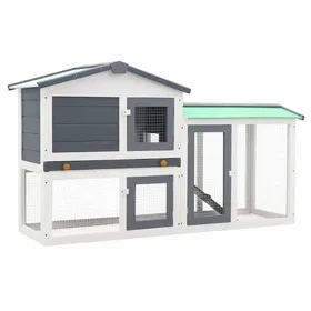 Comparer les prix de （SOLDES SEPT)Clapier lapin Enclos - Utilisations multiples - Clapier large dextérieur Gris et blanc 145x45x84 cm Bois &4782834