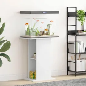 Meilleurs prix pour vidaXL Meuble Support pour Aquarium Blanc 605 x 36 x 725 cm en Bois d’Ingénierie avec Étagère Ouverte