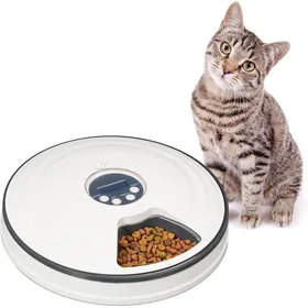 Comparer les prix de Distributeur Automatique pour Chat Jusqu’à 6 portions HxD : 55x305 cm gamelle programmable Blanc - Gris