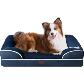 Meilleurs prix pour Panier Chien Xxl Orthopédique 104X68.5X16.5Cm Mémoire De Forme Déhoussable Lavable Canapé Imperméable Bleu Marine