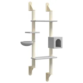 Meilleurs prix pour Arbre à chat meuble tour grimper jouet grattage grattoir escalade plateforme mural avec griffoir clair 180 cm gris 02_0022776