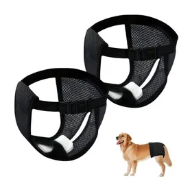Comparer les prix de 2PCS Culotte Chiennes Chaleurs L Protection Couche Chien Femelle Lavable Couche pour Femelle Réglable 6 Serviettes Hygiénique Label