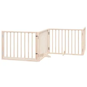 Comparer les prix de （SOLDES SEPT)Barrière pour chien - Utilisations multiples -s avec porte 4 panneaux bois de peuplier &9226525
