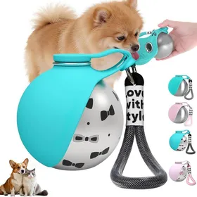 Meilleurs prix pour Gourde pour chien - PZCC - Type B - Anti-fuite 100% étanche - Bol pliable silicone - Sans BPA (Bleu)