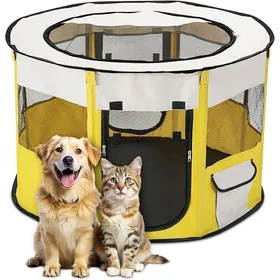Meilleurs prix pour Parc Chien Pliable Jaune L – Tente Respirante pour Animaux avec Sac – Idéal Voyage Camping Jardin CLAPIER