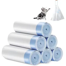 Meilleurs prix pour Sacs à Litière Pour Chat Avec Cordons de Serrage : 6 Rouleaux/90 Sacs Poubelle Autonettoyants Avec Poignée de Transport Pour Déje...