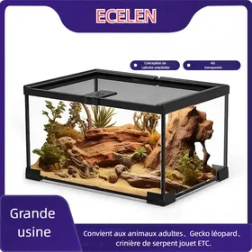 Meilleurs prix pour Aquarium Terrarium Transparent en Verre-Bac d’Élevage pour Poissons-Tortues-Lézards-Reptiles-20*20*15