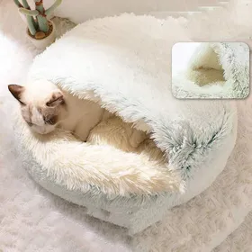 Meilleurs prix pour Panier pour Chat Anti-Stress Extra Doux - Grotte Niche Apaisante XXL Confortable vable - Lit Antidérapant d vert#40*40cm CORBEILLE