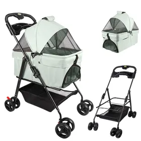 Comparer les prix de POUSSETTE POUR ANIMAUX MIPAN Chariot pliable pour animaux 4 roues vert 50*65*99cm