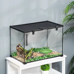 Comparer les prix de MOTHINESSTO1496-Boîte à reptiles boîte délevage de reptiles habitat de terrarium couvercle coulissant treillis métallique thermomèt